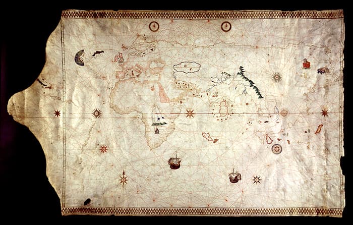 Detail of chart that includes one of the earliest depictions of the New World