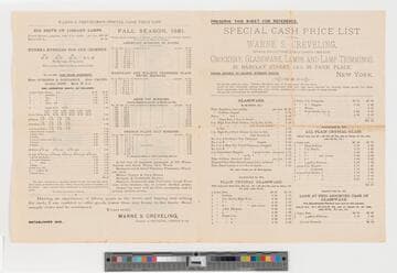 Special cash price list of Warne S. Creveling, importer, manufacturers' agent & commission merchant