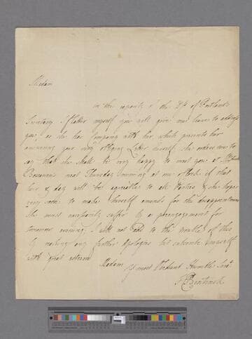 Grey, Henrietta, Bentinck, Countess of Stamford and Warrington. Letter to Elizabeth (Robinson) Montagu