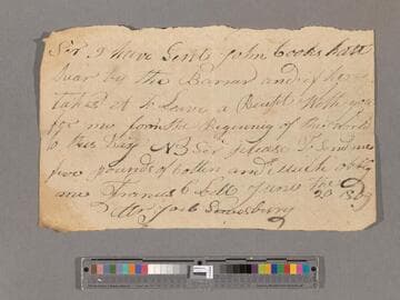 Requisition for cotton by Frances Lett via John Cooks