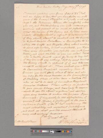 Letter from George Washington, headquarters Valley Forge, to Israel Shreve
