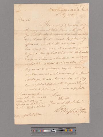 Letter from George Washington, headquarters Middlebrook, to Major General Arthur St. Clair