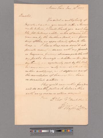 Letter from George Washington, Morristown, to Robert Morris