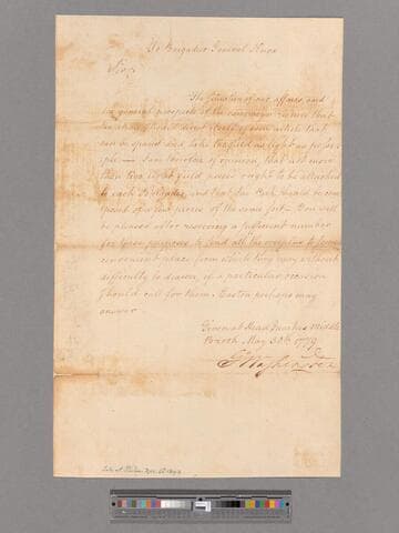 Letter from George Washington, headquarters Middlebrook, to Brigadier General Henry Knox