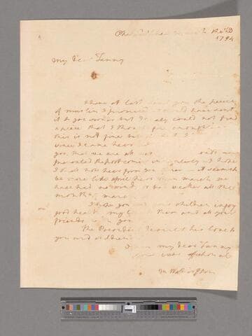 Letter from Martha Washington, Philadelphia, to Frances Washington