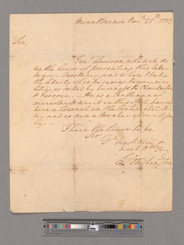Letter from George Washington, Mount Vernon, to Thomas Pinckney