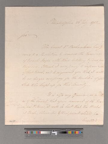 Letter from George Washington, Philadelphia, to Benjamin Harrison