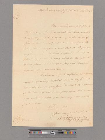 Letter from George Washington, headquarters near Passaic Falls, to Colonel Christopher Greene