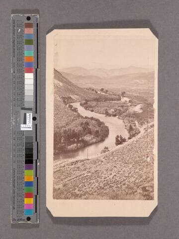 Truckee River and R.R. at Lime Point Sierra Nevada Mountains 35 miles distant