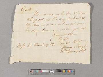 Requisition for whiskey, nails, and ? by Harrison Boyd via Jim