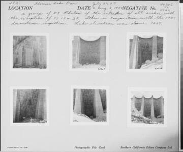 Big Creek, Florence Lake Dam - Photograph showing Intrados of Arch #50.  Taken in conjunction with 1951 inspection