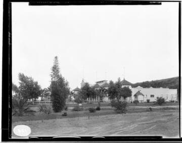 A distant view of the Santa Barbara Bath House