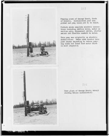 P4 - Pumping Plants - page 9 of Laws Book. two copy prints of Pumping Plant customer