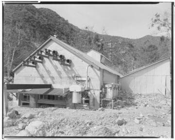 Sierra Powerhouse - Close-up of damage to Sierra Powerhouse after flood March 2,1938