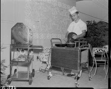 Chef preparing food in patio