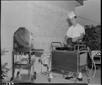 Chef preparing food in patio