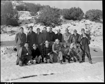 Line crew in group shot along pole line