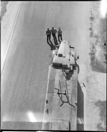 View of truck from bucket