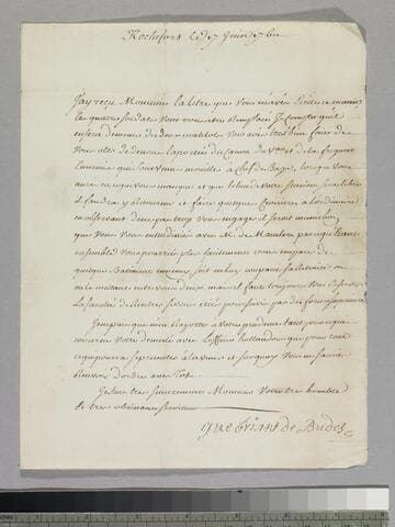 Letter : Rochefort, to Charles-René-Dominique Sochet, 1760 June 17