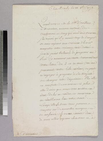 Letter : Marly, to Charles-René-Dominique Sochet Destouches, 1778 October 10