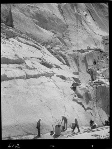 Big Creek - Mammoth Pool - General view of rock structure on east abutment of cutoff trench