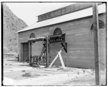 The getaway structure at Mill Creek #3 Hydro Plant during construction