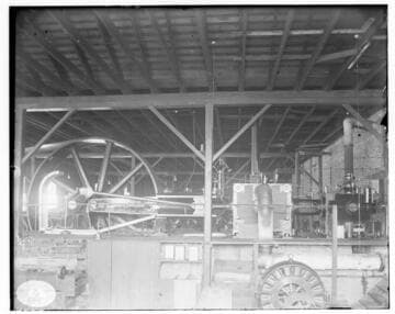The interior of Los Angeles #1 Steam Plant showing the largest unit