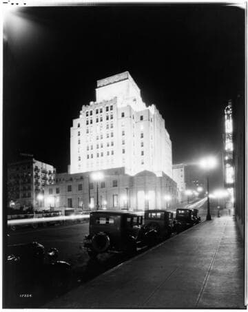 Edison Building (5th & Grand) Floodlighted at night