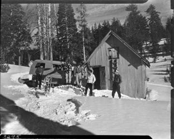 Big Creek snow survey.  Group beside sno