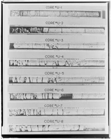 Copy of report on condition of Huntington Lake Dams - core samples & captions: 1937