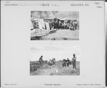 Colorado River - Group shot of surveyors at desert campsite