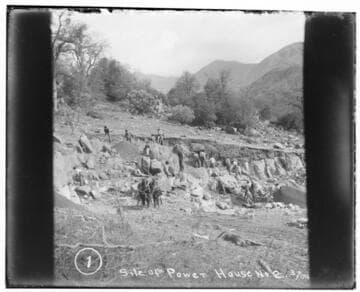 View of construction site of Kaweah #2 hydro plant