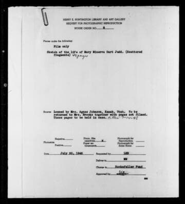 Sketch of the life of Mary Minerva Dart [Judd] [microform]: c.1840-1881