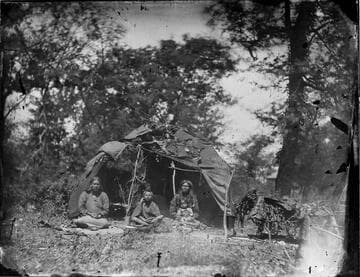 Osage Indians and wickiup, 1879, Northern Indian Territory