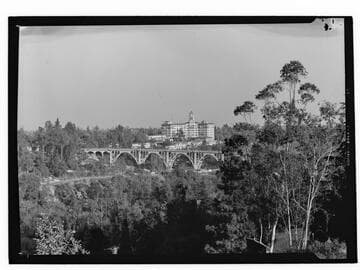 Colorado Street Bridge and McCornack Hospital, Pasadena