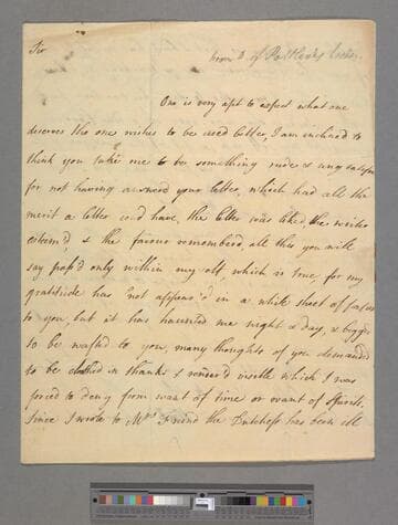 Montagu, Elizabeth (Robinson). Letter to William Freind