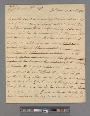 Montagu, Elizabeth (Robinson). Letter to William Freind