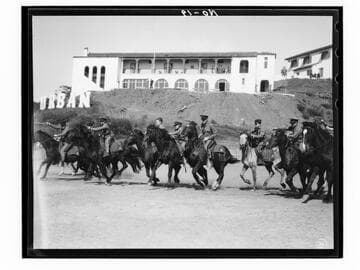 Boys riding horses at the Urban Military Academy, Brentwood, Los Angeles