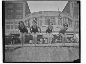 Casa del Mar Swim Team in front of club, Santa Monica, California