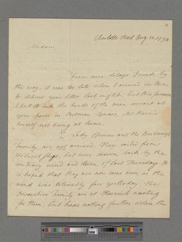 Blagden, Sir Charles. Letter to Elizabeth (Robinson) Montagu