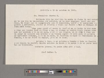 Letter from José Chávez Torres (Calvillo, Aguascalientes) to Paco Chávez Esparza (San José, California)