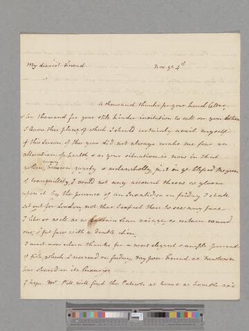 Montagu, Elizabeth (Robinson). Letter to Matthew Montagu, 4th Baron Rokeby