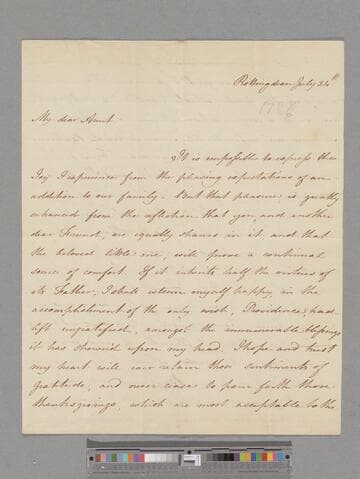 Montagu, Elizabeth (Charlton). Letter to Elizabeth (Robinson) Montagu