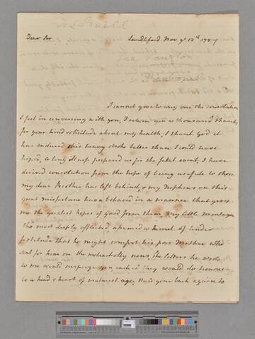 Montagu, Elizabeth (Robinson). Letter to Leonard Smelt