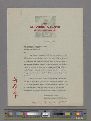 Invitation from Peter SooHoo to Governor Merriam
