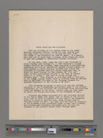 Facts about the New Chinatown