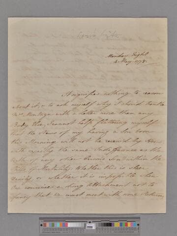 Pepys, Sir William Weller, Bart. Letter to Elizabeth (Robinson) Montagu