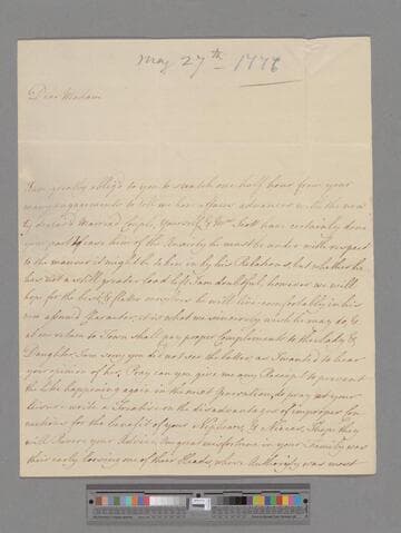 Robinson, Mary (Richardson). Letter to Elizabeth (Robinson) Montagu