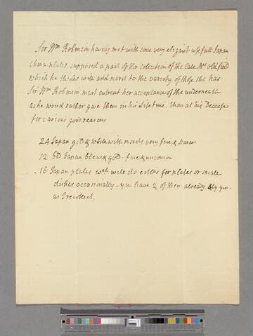 Robinson, Sir William, Bart. Letter to Elizabeth (Robinson) Montagu