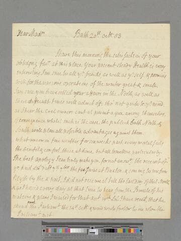 Robinson, Sir William, Bart. Letter to Elizabeth (Robinson) Montagu